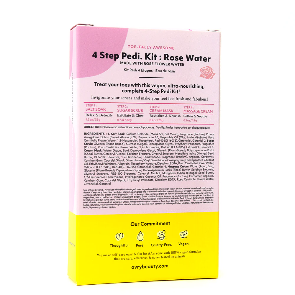 AvryBeauty 4 Step Pedicure Kit, Rose Water Case of 50 - Image 3